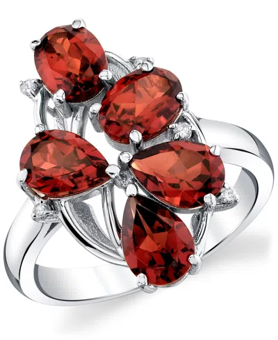 Macy's Garnet (4-2/5 Ct. T.w.) & Diamond Accent Ring In Sterling Silver In Metallic