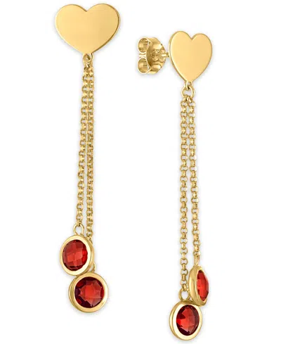 Macy's Garnet (4-3/4 Ct. T.w.) Polished Heart Drop Earrings In 14k Gold Over Sterling Silver (also Availabl