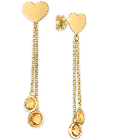 Macy's Garnet (4-3/4 Ct. T.w.) Polished Heart Drop Earrings In 14k Gold Over Sterling Silver (also Availabl