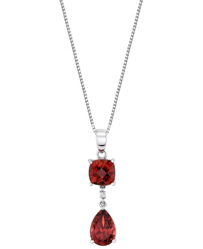 Macy's Garnet (4-5/24 Ct. T.w.) & Diamond Accent Pendant Necklace In Sterling Silver In Metallic