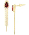Macy's Garnet (7/8 Ct. T.w.) & Lab-grown White Sapphire (1/4 Ct. T.w.) Multi-chain Drop Earrings In 14k Gol In Gold