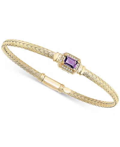 Macy's Garnet & White Topaz (1/5 Ct. T.w.) Woven Bangle Bracelet In 14k Gold-plated Sterling Silver (also I In Amethyst