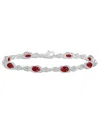 Macy's Garnet And White Topaz Bracelet (4-5/8 Ct. T.w And 2 Ct. T.w) In Sterling Silver In Garnet