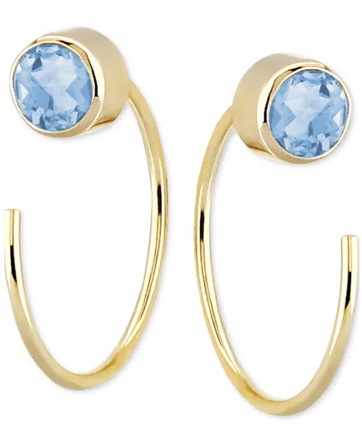 Macy's Garnet Bezel Threader Earrings (5/8 Ct. T.w.) In 14k Gold (also In Sky Blue Topaz, Cubic Zirconia, S