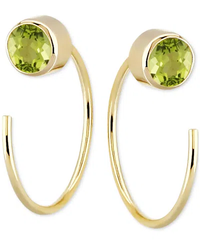 Macy's Garnet Bezel Threader Earrings (5/8 Ct. T.w.) In 14k Gold (also In Sky Blue Topaz, Cubic Zirconia, S In Peridot