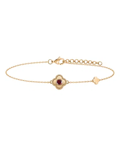 Macy's Garnet Clover Bracelet (1/4 Ct. T.w.) In 14k Gold In White