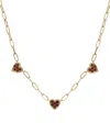 Macy's Garnet Heart Cluster 18" Collar Necklace (3/4 Ct. T.w.) In 14k Gold-plated Sterling Silver In Garnet