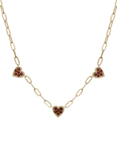 Macy's Garnet Heart Cluster 18" Collar Necklace (3/4 Ct. T.w.) In 14k Gold-plated Sterling Silver