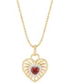 Macy's Garnet Or Amethyst (3/8 Ct. T.w.) & White Topaz (1/10 Ct. T.w.) Heart Pendant 18" Necklace In 14k Ye In Garnet