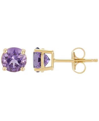 Macy's Garnet Stud Earrings (1-1/4 Ct. T.w.) In 10k Yellow Gold In Purple