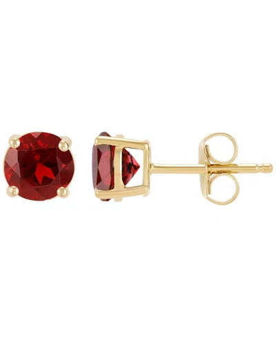 Macy's Garnet Stud Earrings (1-1/4 Ct. T.w.) In 10k Yellow Gold In Red