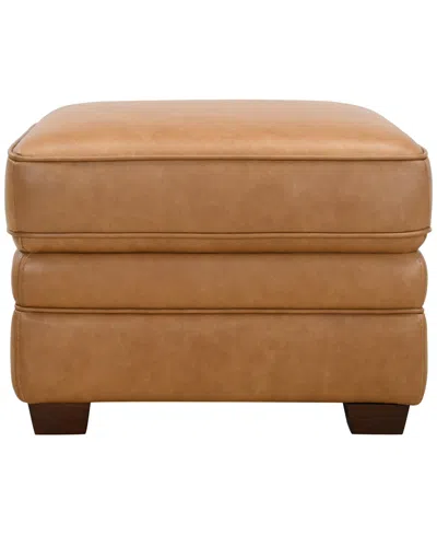Macy's Gaspare 26" Leather Ottoman,  Exclusive In Brown