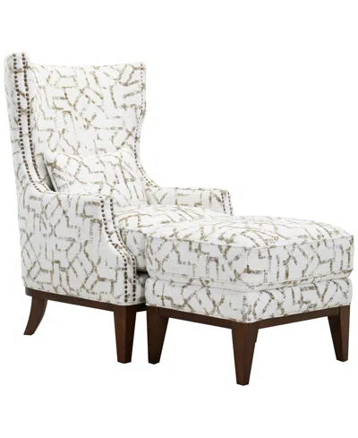 Macy's Gaspare 2-piece Fabric Wing Chair And Ottoman Set,  Exclusive In Brown