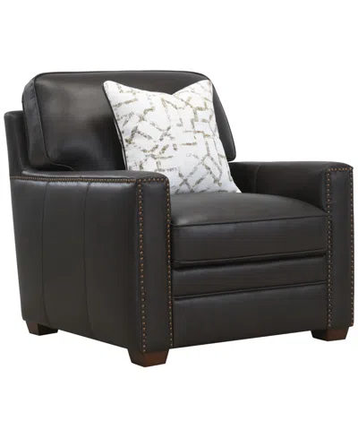 Macy's Gaspare 37" Leather Chair,  Exclusive In Black