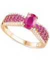 Macy's Gemstone (1-1/10 Ct. T.w.) & Diamond (1/5 Ct. T.w) Oval Ring In 14k Gold