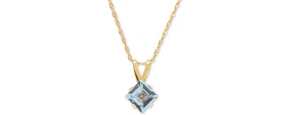 Macy's Gemstone 18" Pendant Necklace In 14k Gold In Blue Topaz