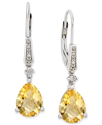 Macy's Gemstone (3-3/4 Ct. T.w.) And Diamond Accent Birthstone Drop Earrings In Sterling Silver In Yellow