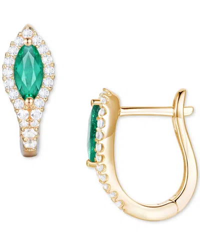 Macy's Gemstone (5/8 Ct. T.w.) & Diamond (1/4 Ct. T.w.) Hoop Earrings In 14k Gold In Multi