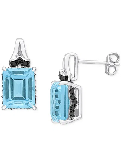 Macy's Gemstone & Black Sapphire (3/8 Ct. T.w.) Drop Earrings In 18k Rose Gold-plated Sterling Silver (also In Blue