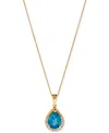 Macy's Gemstone & Diamond (1/10 Ct. T.w.) Pear-shaped 17" Pendant Necklace In 14k Yellow Gold