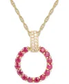 MACY'S GEMSTONE & DIAMOND (1/20 CT. T.W.) CIRCLE 18" PENDANT NECKLACE IN 14K GOLD