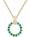Macy's Gemstone & Diamond (1/20 Ct. T.w.) Circle 18" Pendant Necklace In 14k Gold In Emerald,yellow Gold