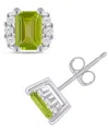 Macy's Gemstone And Diamond 1/3" Stud Earrings In 10k White Gold (also In 10k Yellow Gold)