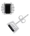 Macy's Gemstone And Diamond 1/3" Stud Earrings In 10k White Gold (also In 10k Yellow Gold) In Multi