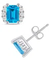 Macy's Gemstone And Diamond 1/3" Stud Earrings In 10k White Gold (also In 10k Yellow Gold) In Multi