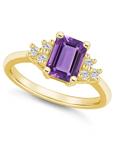 Macy's Gemstone And Diamond (1/5 Ct. T.w.) Ring In 14k Gold In Amethyst