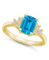 Macy's Gemstone And Diamond (1/5 Ct. T.w.) Ring In 14k Gold In Blue Topaz