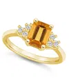 Macy's Gemstone And Diamond (1/5 Ct. T.w.) Ring In 14k Gold In Citrine