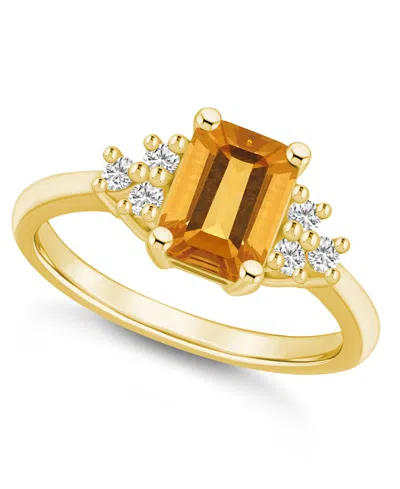 Macy's Gemstone And Diamond (1/5 Ct. T.w.) Ring In 14k Gold In Citrine