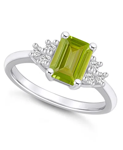 Macy's Gemstone And Diamond (1/5 Ct. T.w.) Ring In 14k White Gold In Peridot