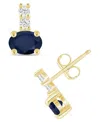 Macy's Gemstone And Diamond (1/8 Ct. T.w.) Earrings In 10k White Gold (also In 10k Yellow Gold) In Gold