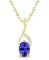 Macy's Gemstone And Diamond Accent Pendant Necklace In 10k White Gold (also In 10k Yellow Gold) In Gold