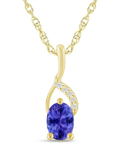 Macy's Gemstone And Diamond Accent Pendant Necklace In 10k White Gold (also In 10k Yellow Gold)