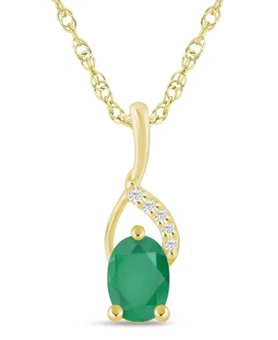 Macy's Gemstone And Diamond Accent Pendant Necklace In 10k White Gold (also In 10k Yellow Gold)