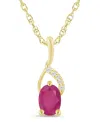 Macy's Gemstone And Diamond Accent Pendant Necklace In 10k White Gold (also In 10k Yellow Gold) In Gold