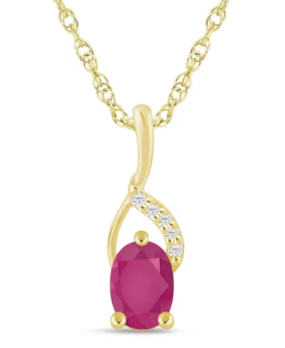 Macy's Gemstone And Diamond Accent Pendant Necklace In 10k White Gold (also In 10k Yellow Gold)