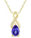 Macy's Gemstone And Diamond Accent Pendant Necklace In 10k White Gold (also In 10k Yellow Gold) In Gold