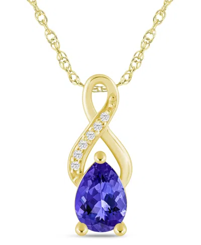 Macy's Gemstone And Diamond Accent Pendant Necklace In 10k White Gold (also In 10k Yellow Gold)