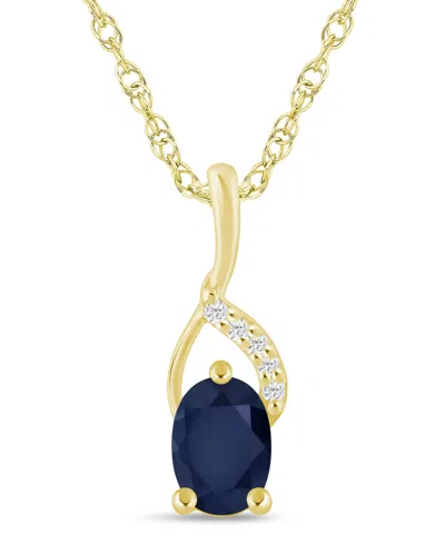 Macy's Gemstone And Diamond Accent Pendant Necklace In 10k White Gold (also In 10k Yellow Gold)