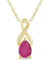 Macy's Gemstone And Diamond Accent Pendant Necklace In 10k White Gold (also In 10k Yellow Gold) In Gold