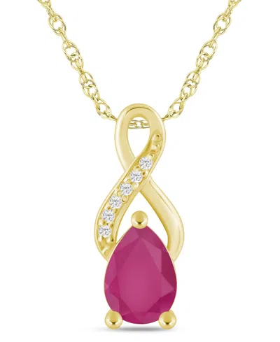 Macy's Gemstone And Diamond Accent Pendant Necklace In 10k White Gold (also In 10k Yellow Gold)