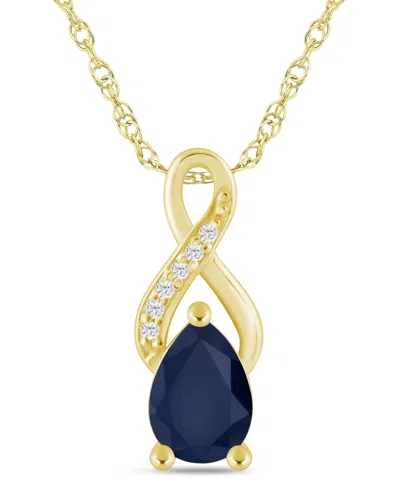 Macy's Gemstone And Diamond Accent Pendant Necklace In 10k White Gold (also In 10k Yellow Gold)
