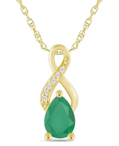 Macy's Gemstone And Diamond Accent Pendant Necklace In 10k White Gold (also In 10k Yellow Gold)