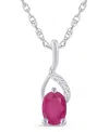 Macy's Gemstone And Diamond Accent Pendant Necklace In 10k White Gold (also In 10k Yellow Gold) In Silver