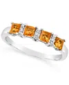 Macy's Gemstone And Diamond Accent Ring In Sterling Silver In Citrine