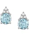 Macy's Gemstone & Diamond Accent Stud Earrings In Aquamarine With 14k White Gold